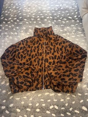 H&M Brown Leopard-Print Bomber Jacket